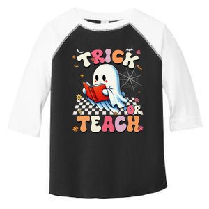 Groovy Teacher Halloween Retro Trick Or Teach Floral Ghost Gift Toddler Fine Jersey T-Shirt