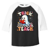 Groovy Teacher Halloween Retro Trick Or Teach Floral Ghost Gift Toddler Fine Jersey T-Shirt