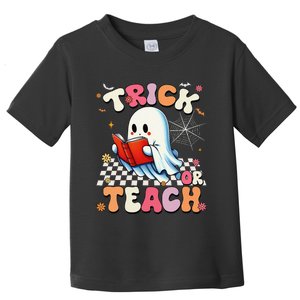 Groovy Teacher Halloween Retro Trick Or Teach Floral Ghost Gift Toddler T-Shirt