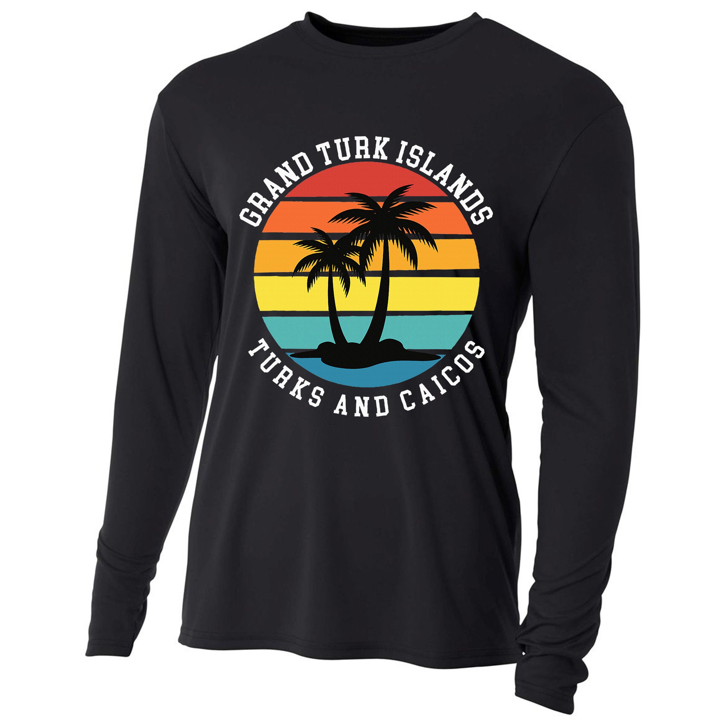 Grand Turk Islands Turks And Caicos Sunset Palm Trees Cooling Performance Long Sleeve Crew