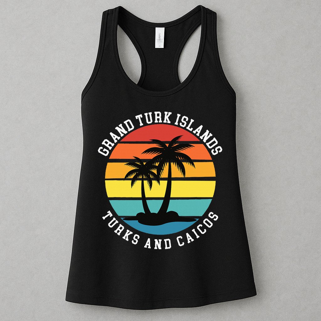Grand Turk Islands Turks And Caicos Sunset Palm Trees Womens Tank Top