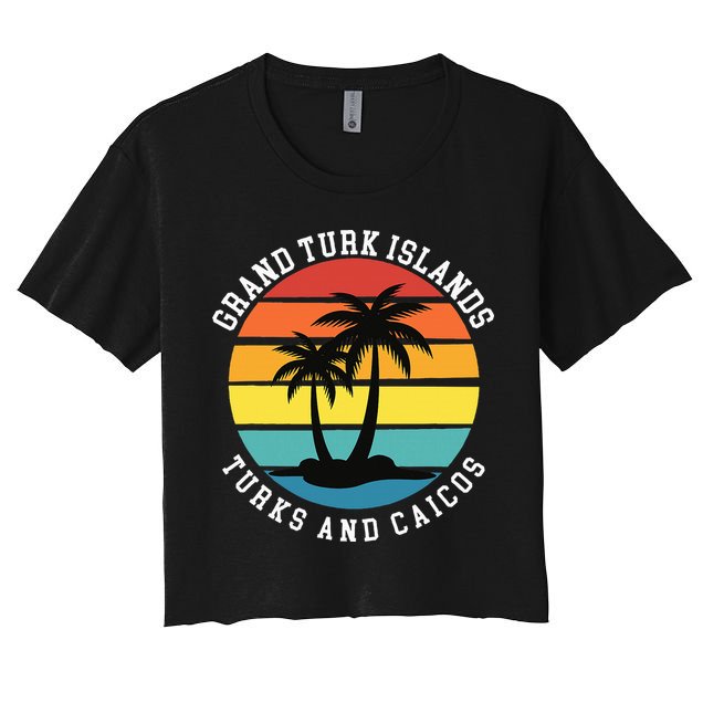 Grand Turk Islands Turks And Caicos Sunset Palm Trees Women's Crop Top Tee