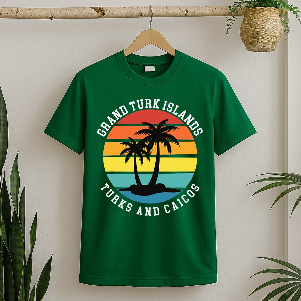 Grand Turk Islands Turks And Caicos Sunset Palm Trees T-Shirt