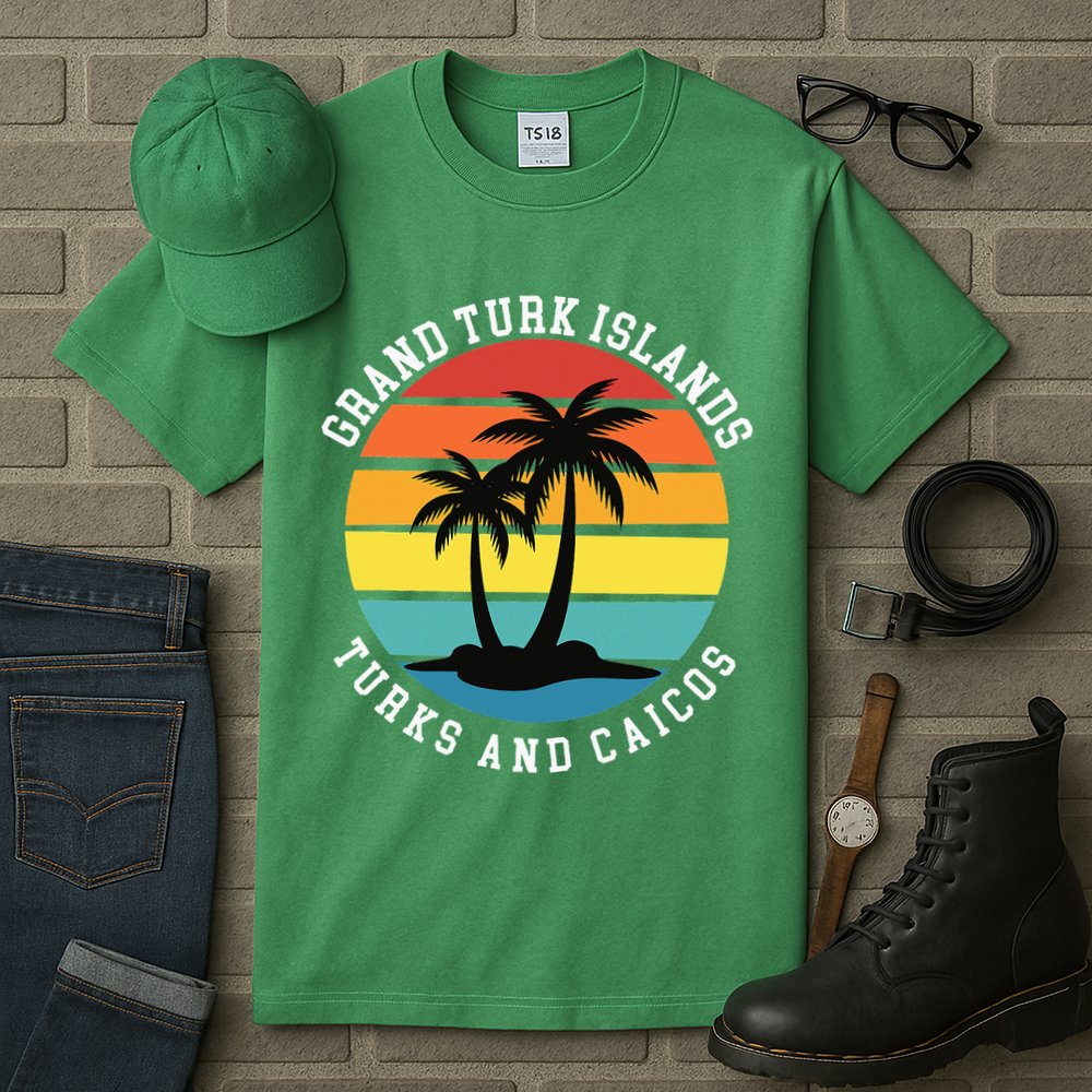 Grand Turk Islands Turks And Caicos Sunset Palm Trees Tall T-Shirt
