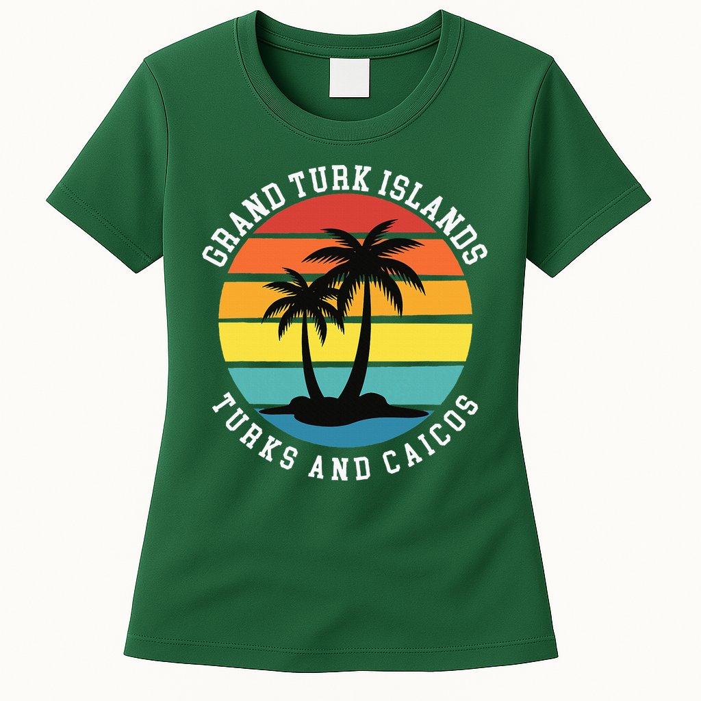 Grand Turk Islands Turks And Caicos Sunset Palm Trees Womens T-Shirt