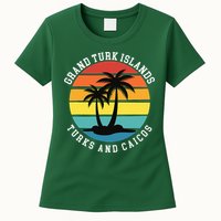 Grand Turk Islands Turks And Caicos Sunset Palm Trees Womens T-Shirt