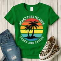 Grand Turk Islands Turks And Caicos Sunset Palm Trees Womens T-Shirt