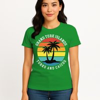 Grand Turk Islands Turks And Caicos Sunset Palm Trees Womens T-Shirt
