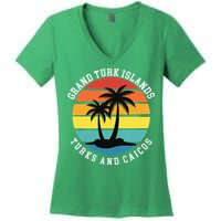 Grand Turk Islands Turks And Caicos Sunset Palm Trees Women's V-Neck T-Shirt