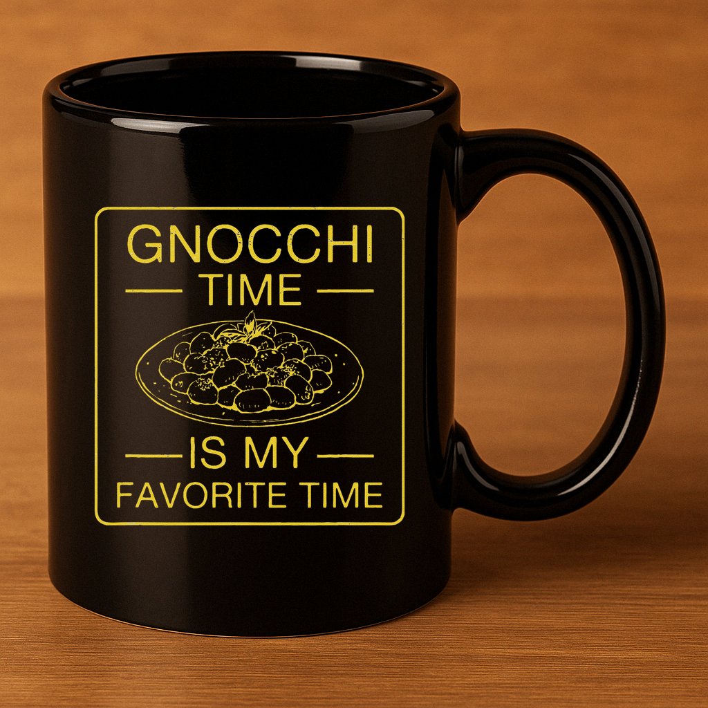Gnocchi Time Is My Favorite Time Funny Italian Gnocchi Lover 11oz C Handle Ceramic Mug