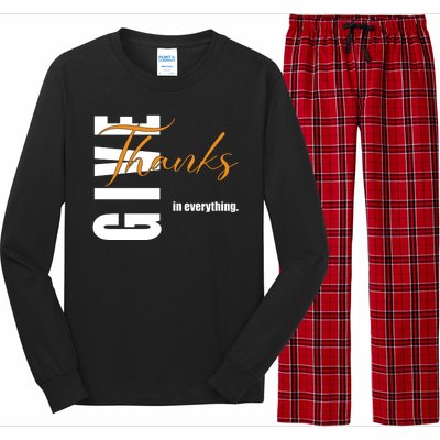 Give Thanks In Everything Thanksgiving Holiday Long Sleeve Pajama Set