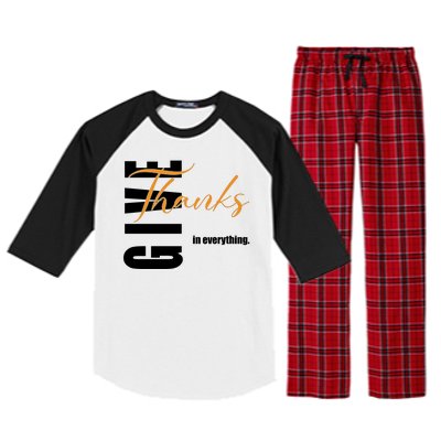 Give Thanks In Everything Thanksgiving Holiday Raglan Sleeve Pajama Set