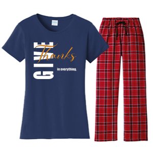 Give Thanks In Everything Thanksgiving Holiday Women's Flannel Pajama Set