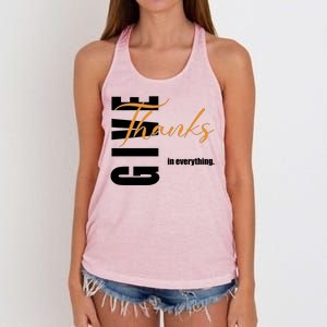 Give Thanks In Everything Thanksgiving Holiday Women's Knotted Racerback Tank