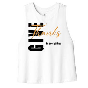 Give Thanks In Everything Thanksgiving Holiday Women's Racerback Cropped Tank