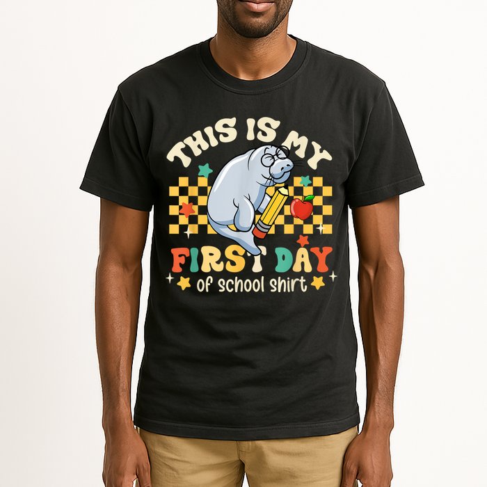 Groovy This Is My First Day Of School Funny Manatee Gifts Tall T-Shirt