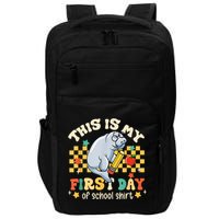 Groovy This Is My First Day Of School Funny Manatee Gifts Impact Tech Backpack