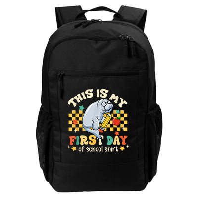 Groovy This Is My First Day Of School Funny Manatee Gifts Backpack