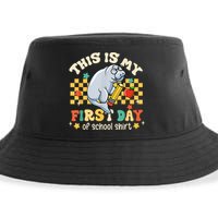 Groovy This Is My First Day Of School Funny Manatee Gifts Sustainable Bucket Hat