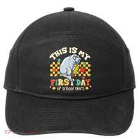 Groovy This Is My First Day Of School Funny Manatee Gifts 7-Panel Snapback Hat
