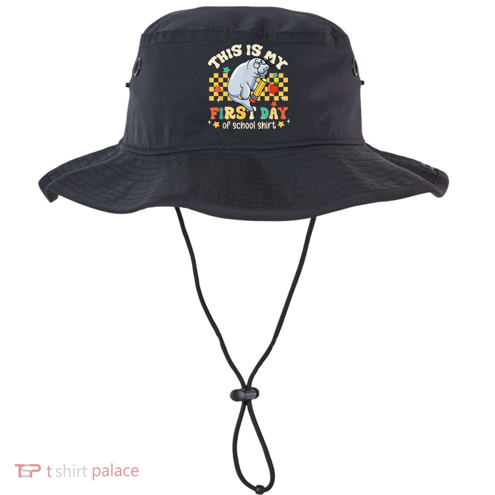 Groovy This Is My First Day Of School Funny Manatee Gifts Bucket Hat