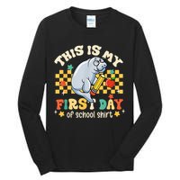 Groovy This Is My First Day Of School Funny Manatee Gifts Tall Long Sleeve T-Shirt