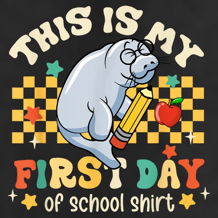 Groovy This Is My First Day Of School Funny Manatee Gifts 25L Jumbo Tote