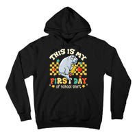 Groovy This Is My First Day Of School Funny Manatee Gifts Tall Hoodie