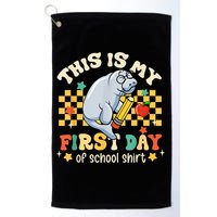 Groovy This Is My First Day Of School Funny Manatee Gifts Golf Towel