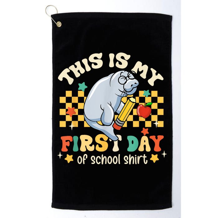 Groovy This Is My First Day Of School Funny Manatee Gifts Golf Towel