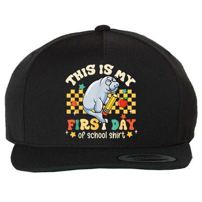 Groovy This Is My First Day Of School Funny Manatee Gifts Wool Snapback Cap