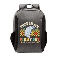 Groovy This Is My First Day Of School Funny Manatee Gifts Vector Backpack