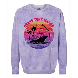 Grand Turk Island Cruise Retro Sunset Family Reunion Colorblast Crewneck Sweatshirt