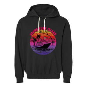 Grand Turk Island Cruise Retro Sunset Family Reunion Garment-Dyed Fleece Hoodie