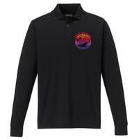 Grand Turk Island Cruise Retro Sunset Family Reunion Performance Long Sleeve Polo