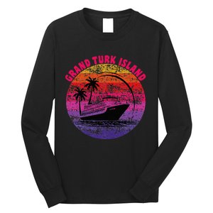 Grand Turk Island Cruise Retro Sunset Family Reunion Long Sleeve Shirt