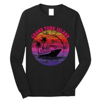 Grand Turk Island Cruise Retro Sunset Family Reunion Long Sleeve Shirt