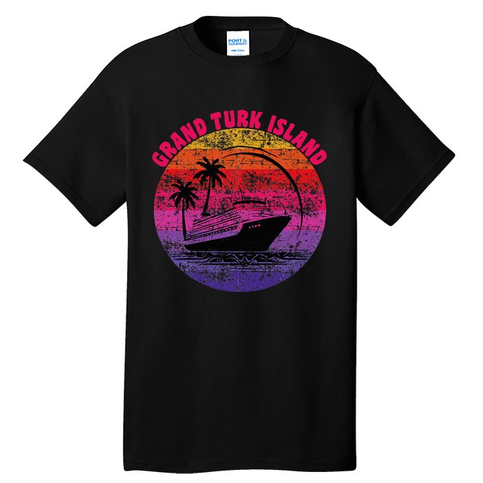 Grand Turk Island Cruise Retro Sunset Family Reunion Tall T-Shirt