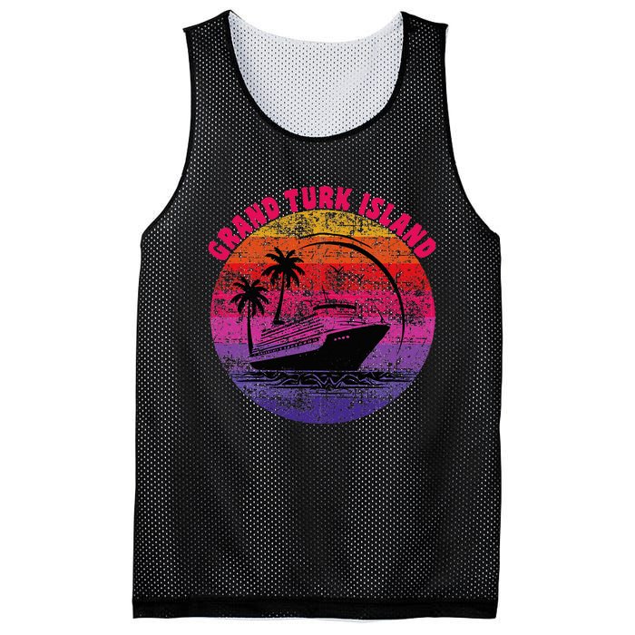 Grand Turk Island Cruise Retro Sunset Family Reunion Mesh Reversible Basketball Jersey Tank