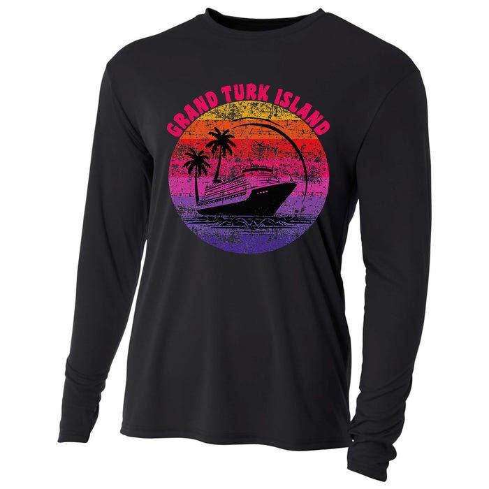 Grand Turk Island Cruise Retro Sunset Family Reunion Cooling Performance Long Sleeve Crew