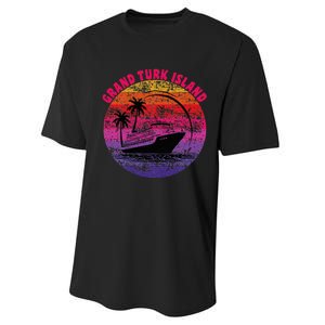 Grand Turk Island Cruise Retro Sunset Family Reunion Performance Sprint T-Shirt