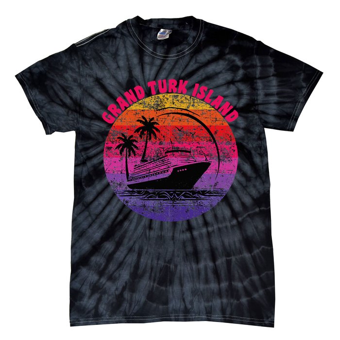 Grand Turk Island Cruise Retro Sunset Family Reunion Tie-Dye T-Shirt