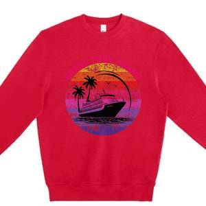 Grand Turk Island Cruise Retro Sunset Family Reunion Premium Crewneck Sweatshirt