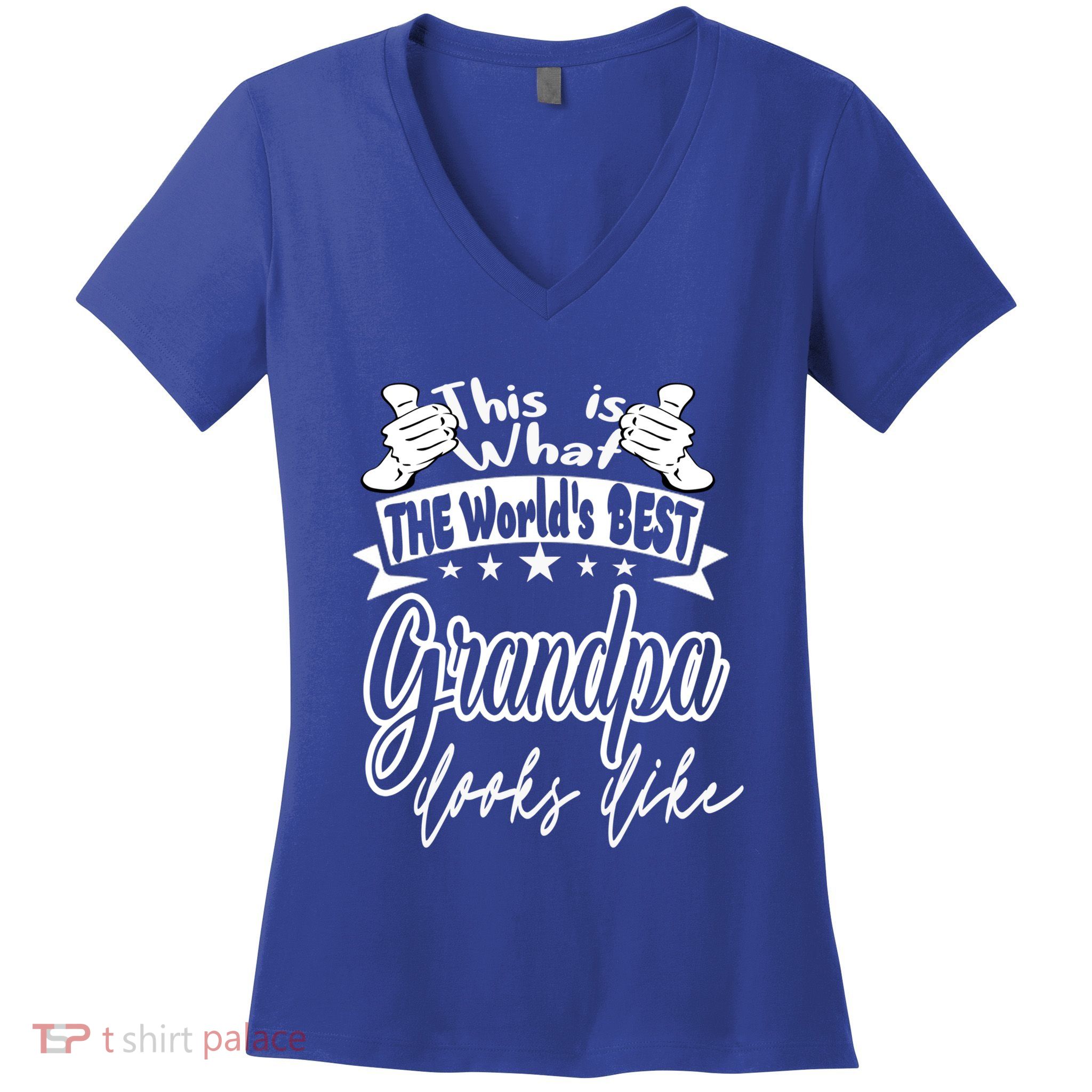 Grandpa This Is World's Best Grandpa Looks Like Cool Gift Women's V-Neck T-Shirt
