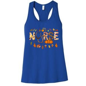 Giving Thanks In Fall Style: Nurse Thanksgiving Funny Gift Design Gift Women's Racerback Tank