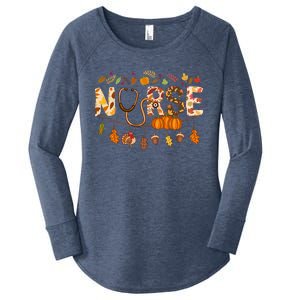 Giving Thanks In Fall Style: Nurse Thanksgiving Funny Gift Design Gift Women's Perfect Tri Tunic Long Sleeve Shirt