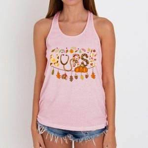 Giving Thanks In Fall Style: Nurse Thanksgiving Funny Gift Design Gift Women's Knotted Racerback Tank