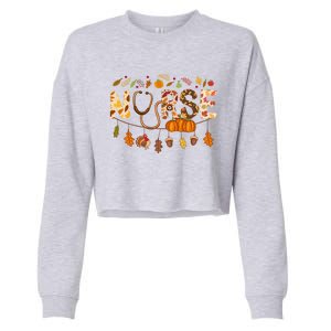 Giving Thanks In Fall Style: Nurse Thanksgiving Funny Gift Design Gift Cropped Pullover Crew