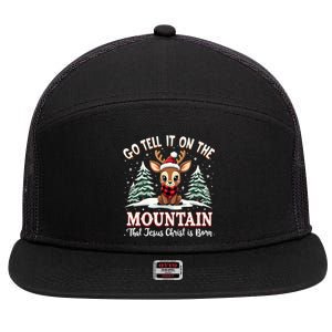 Go Tell It On The Mountain That Jesus Christ Is Born Xmas Long Sleeve 7 Panel Mesh Trucker Snapback Hat