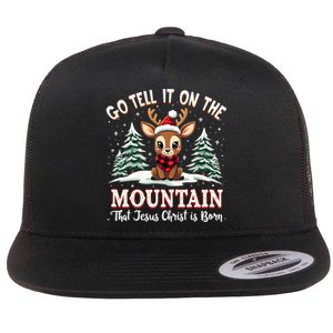 Go Tell It On The Mountain That Jesus Christ Is Born Xmas Long Sleeve Flat Bill Trucker Hat